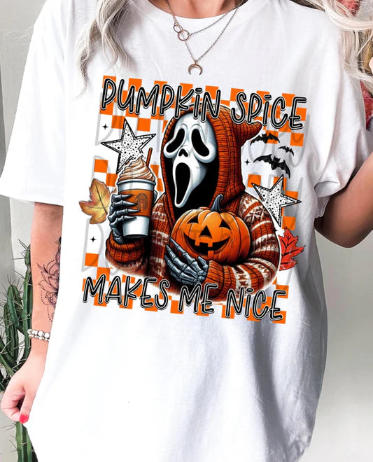 Pumpkin Spice Make Me Nice Scream Gildan Softstyle® T-Shirt White