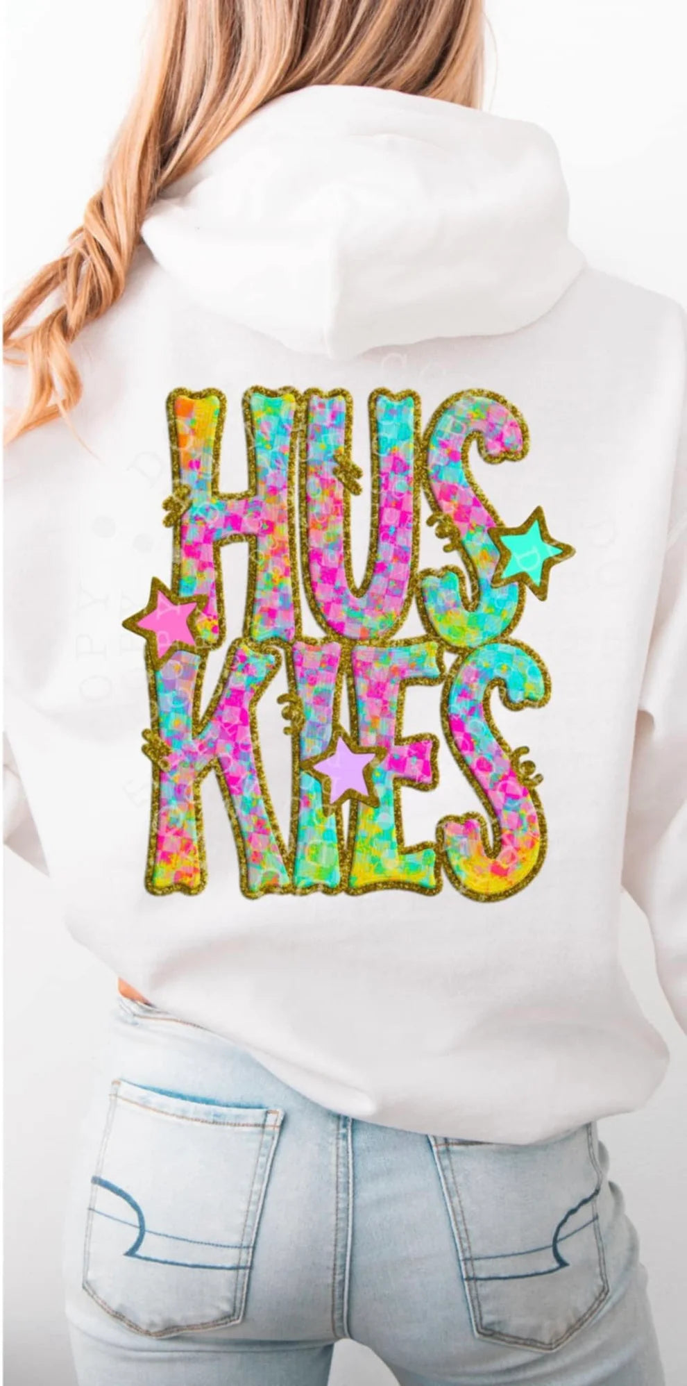 Huskies Stars Print On Back Unisex Heavy Blend™ Hooded Sweatshirt White