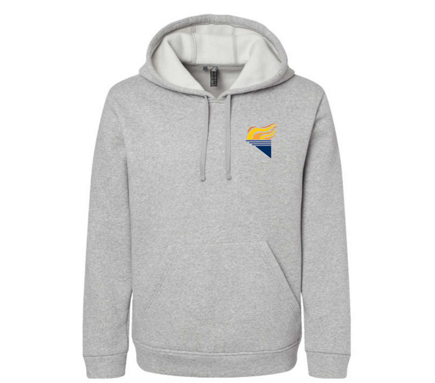 Adidas Fleece Hooded Grey Sweatshirt Full Color Torch Pocket