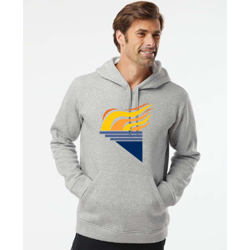 Large Full Color Torch Adidas Unisex Fleece Hooded Sweatshirt Gray