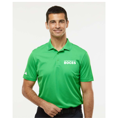 Adidas Men's Performance Piqué Polo Vivid Green White Name