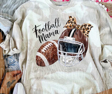 Football Mama Helmet Bow Gildan Heavy Blend™ 50/50 Fleece Crew Ash
