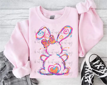 Brushstroke Bunny Outline Gildan Unisex Heavy Blend™ Crewneck Sweatshirt Light Pink