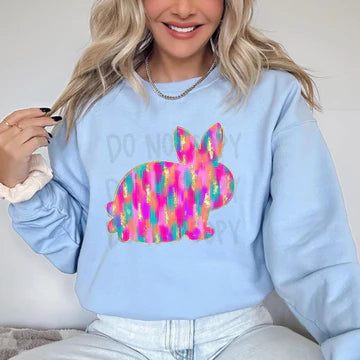 Brushstroke Gold Foil Bunny Gildan Unisex Heavy Blend™ Crewneck Sweatshirt Light Blue
