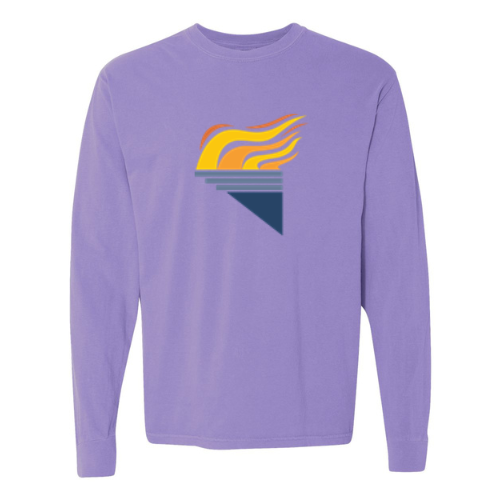 Large Torch Unisex Garment-Dyed Heavyweight Long Sleeve T-Shirt Violet