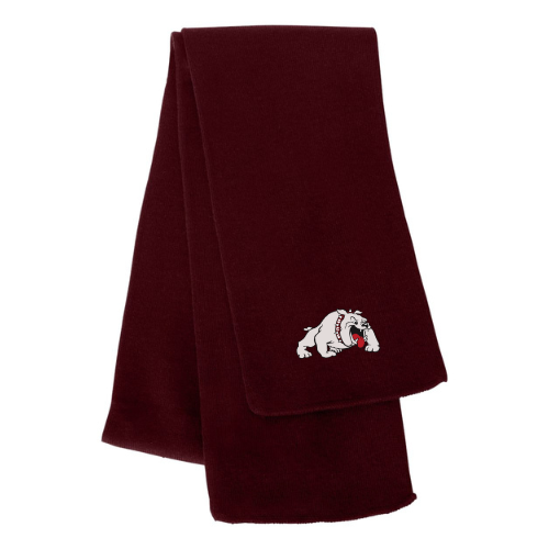 Embroidered Bulldog Patch Knit Scarf