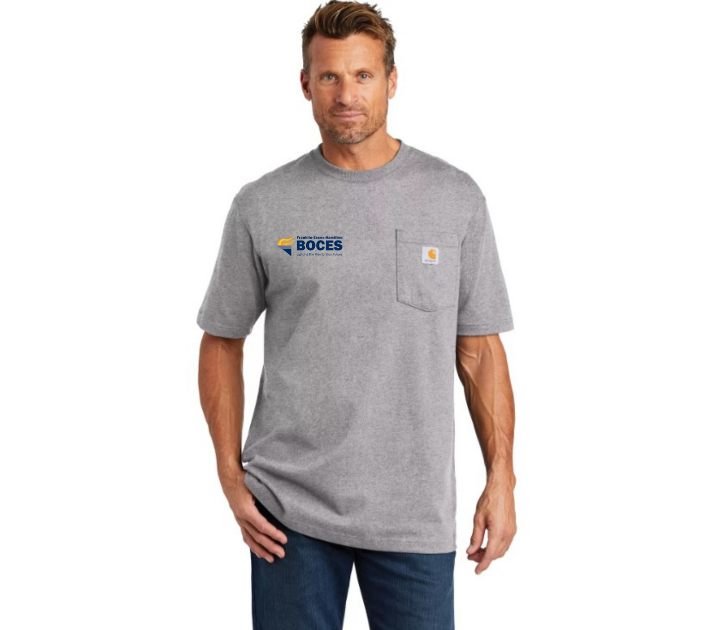 Carhartt Workwear Pocket Short Sleeve T-Shirt Heather Grey Torch Full Color FEH BOCES