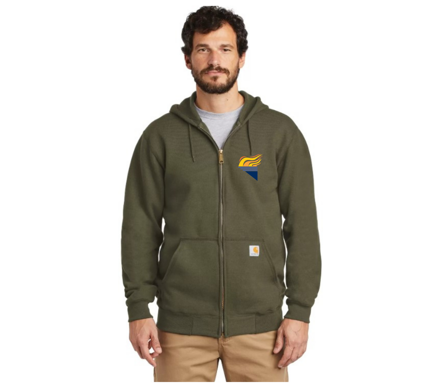Carhartt Midweight Hooded Zip-Front Sweatshirt Moss Full Color Torch