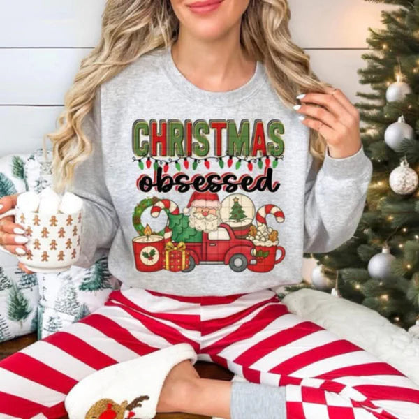 Christmas Obsessed Gildan Unisex Heavy Blend™ Crewneck Sweatshirt Ash