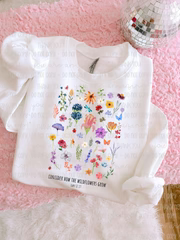 Consider How The Wildflowers Grow Gildan Unisex Heavy Blend™ Crewneck Sweatshirt White