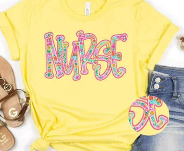 Nurse Floral Bella + Canvas Unisex Jersey T-Shirt Yellow