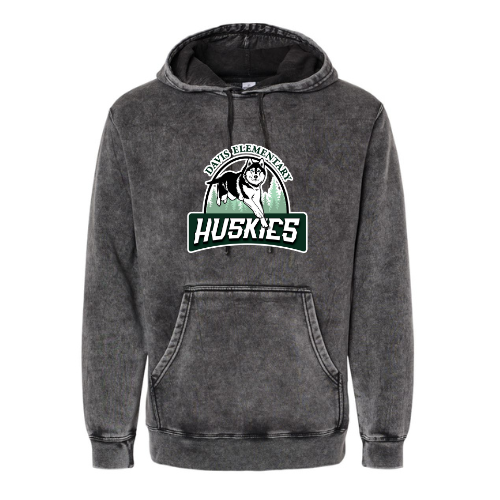 Davis Elementary Large Logo Unisex Midweight Mineral Wash Hooded Sweatshirt
