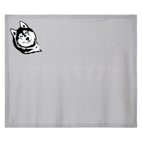 50"X60" Heavy Blend Fleece Stadium Blanket Sport Greyl With Husky Logo