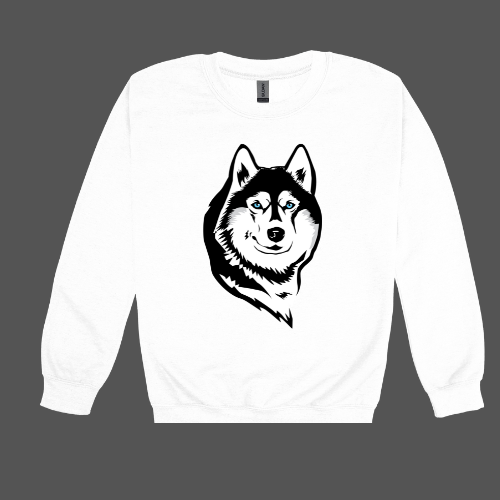 Husky Head Logo Gildan Heavy Blend™ 50/50 Fleece Crew White