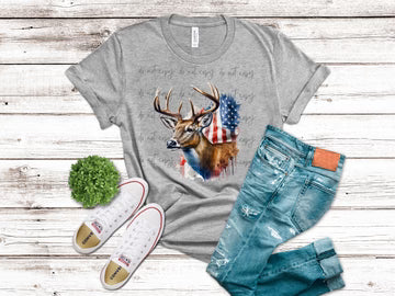 Deer American Flag Bella + Canvas Unisex Jersey T-Shirt Athletic Heather