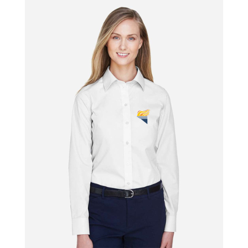 Women's Crown Collection® Broadcloth Woven Dress Shirt White Full Color Torch Pocket