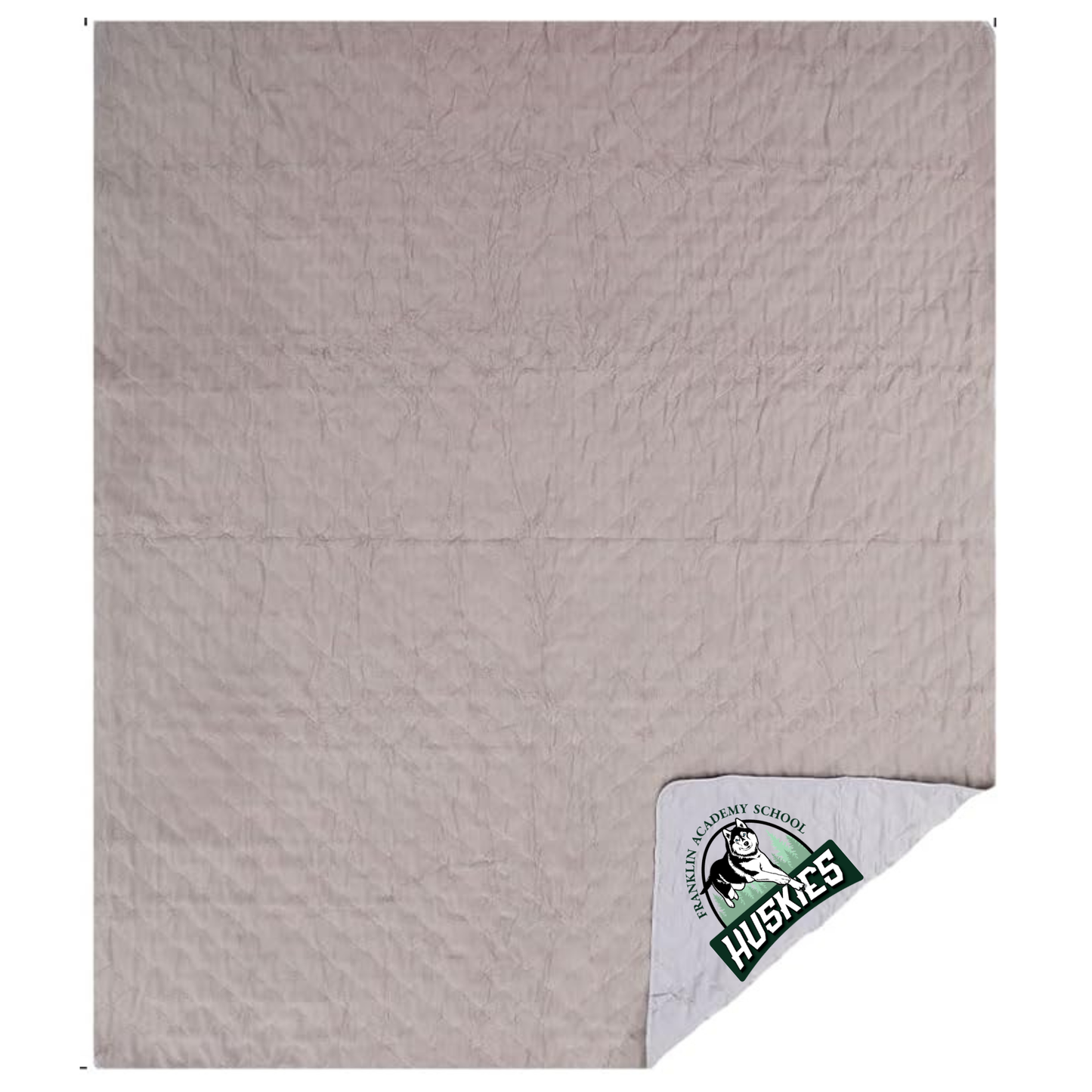 78"L x 55"W Quilted Windproof Waterproof Fleece Grey With Franklin Academy Logo