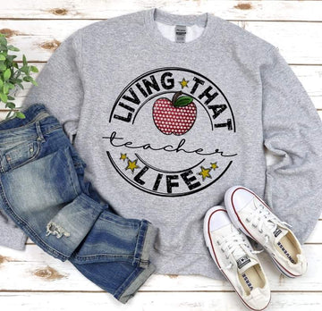 Living That Teacher Life Gildan Heavy Blend™ 50/50 Fleece Crew Sport Grey