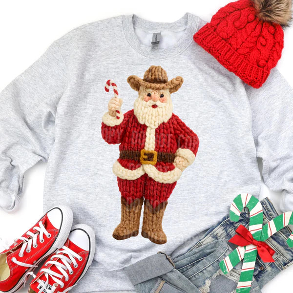 Faux Yarn Cowboy Santa Gildan Unisex Heavy Blend™ Crewneck Sweatshirt Ash
