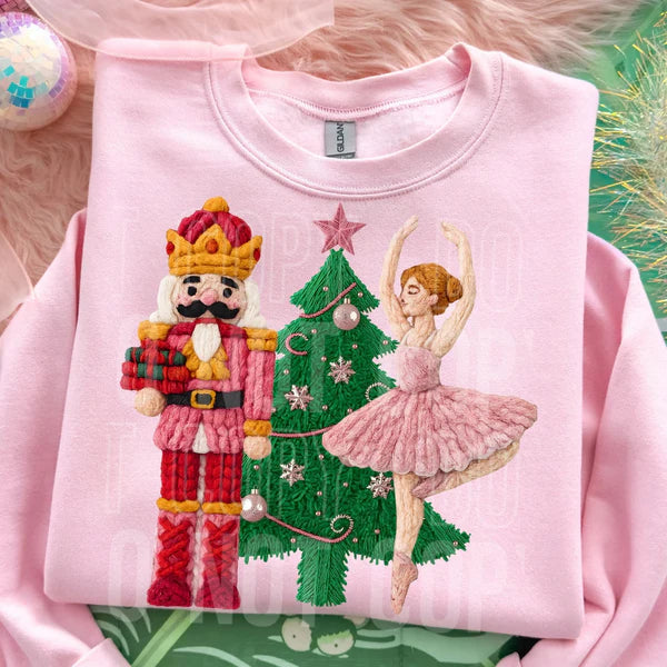 Faux Yarn Nutcracker and Fairy Gildan Unisex Heavy Blend™ Crewneck Sweatshirt Light Pink