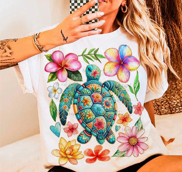 Floral Turtle Collage Gildan Softstyle® T-Shirt White