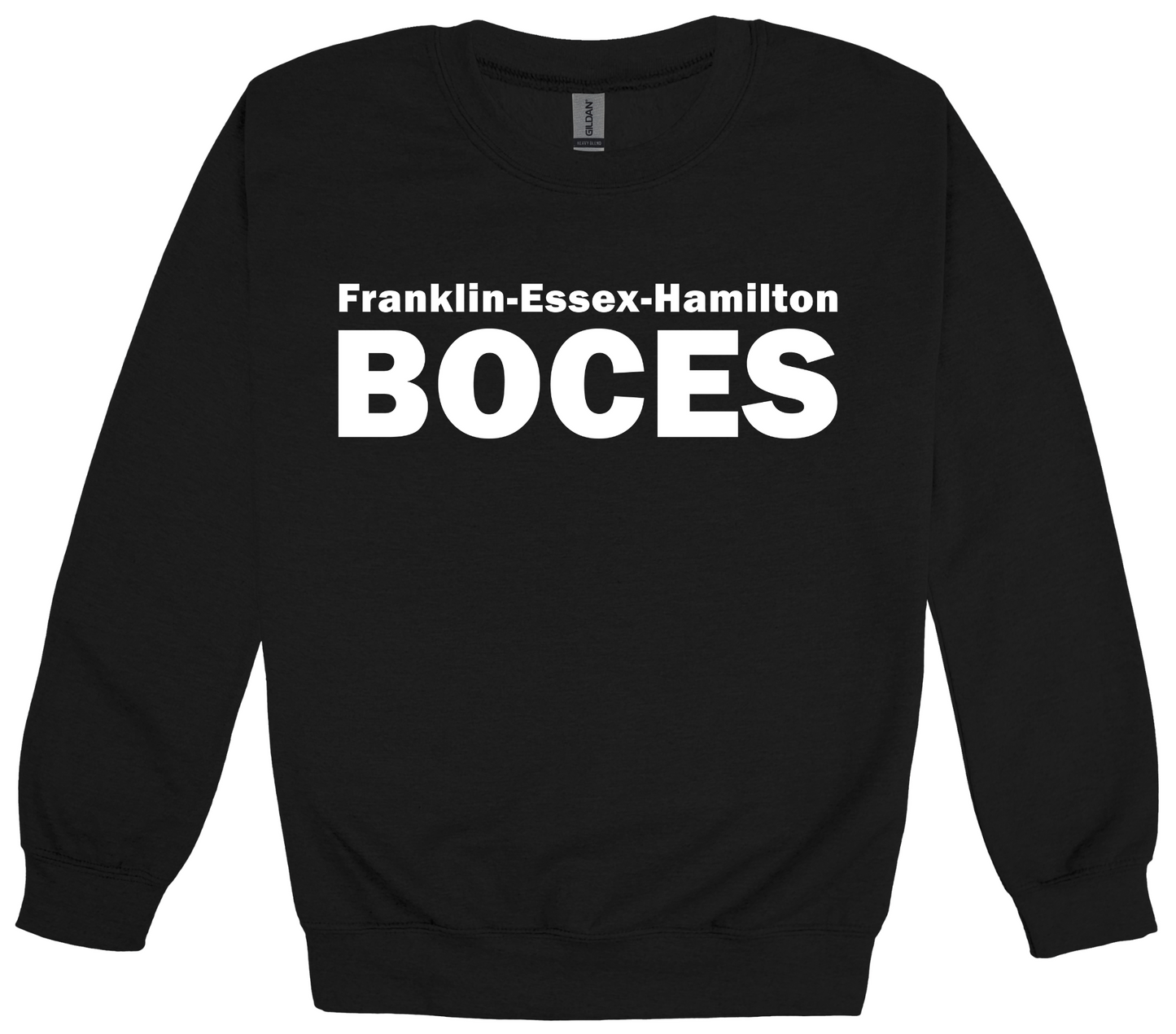 Gildan Heavy Blend Fleece Crewneck Black FEH BOCES White Logo