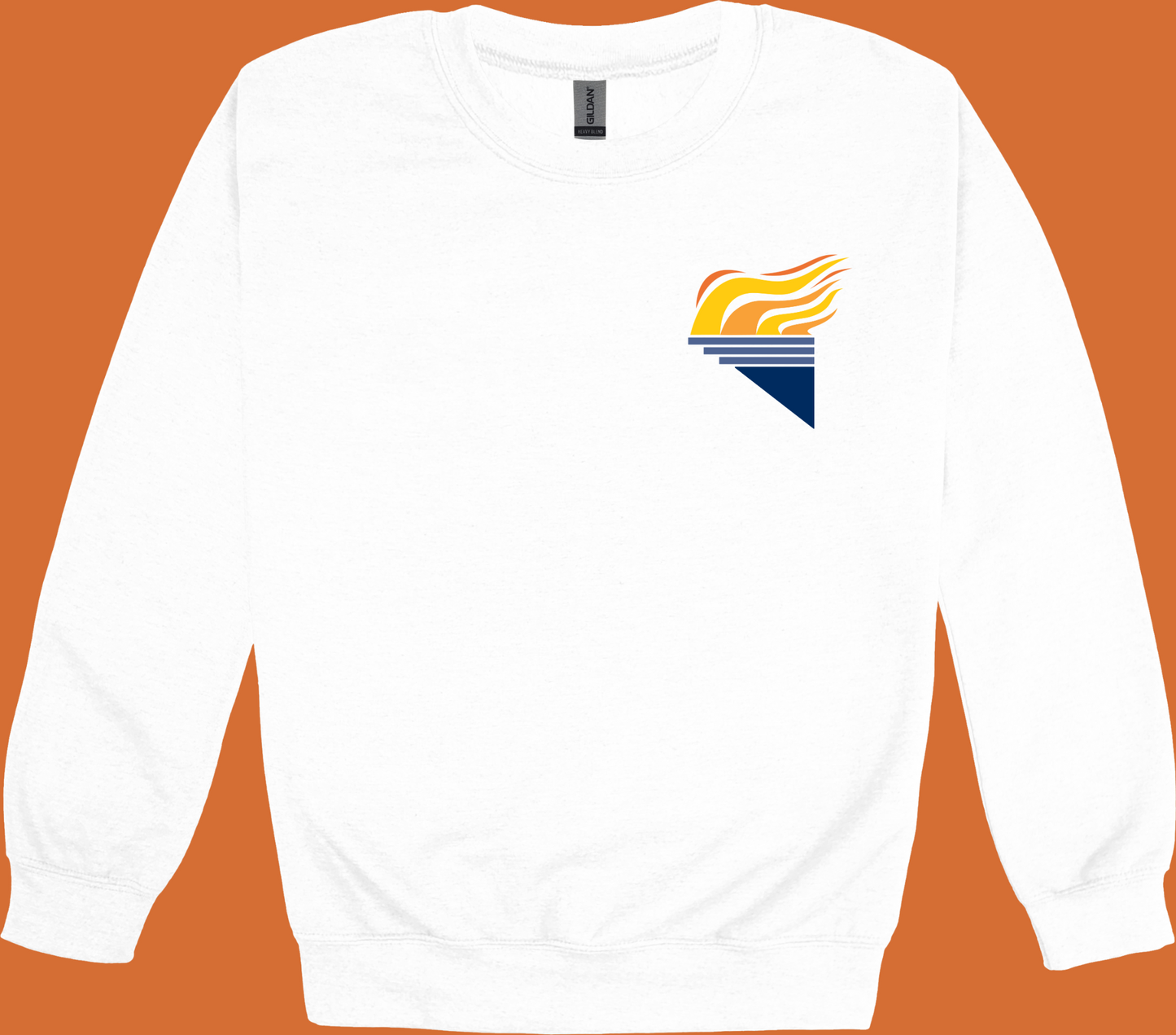 Gildan Heavy Blend Fleece Crewneck White Full Color Torch Pocket