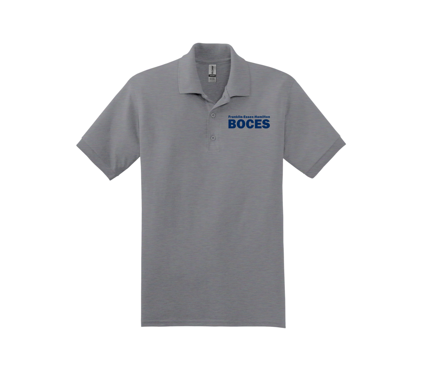 Gildan Jersey Knit Sport Shirt Heather Graphite FEH BOCES Blue