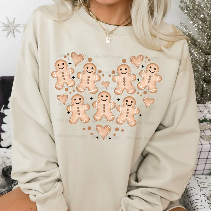 Gingerbread Heart Gildan Heavy Blend™ 50/50 Fleece Crew Sand