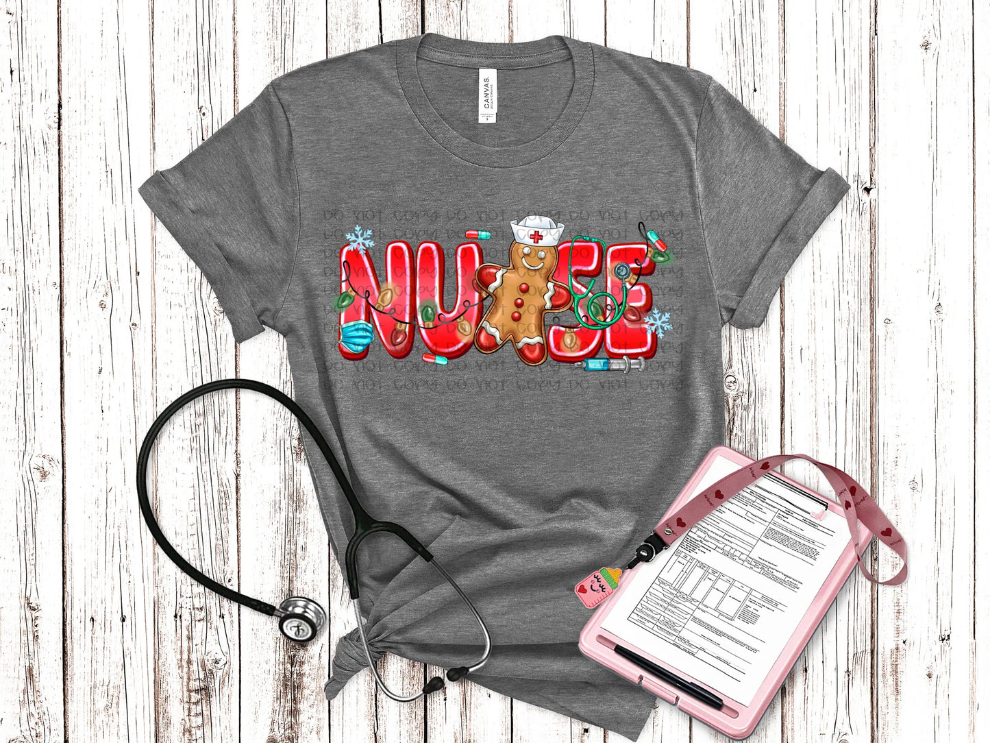 Gingerbread Nurse Bella + Canvas Unisex Jersey Deep Heather