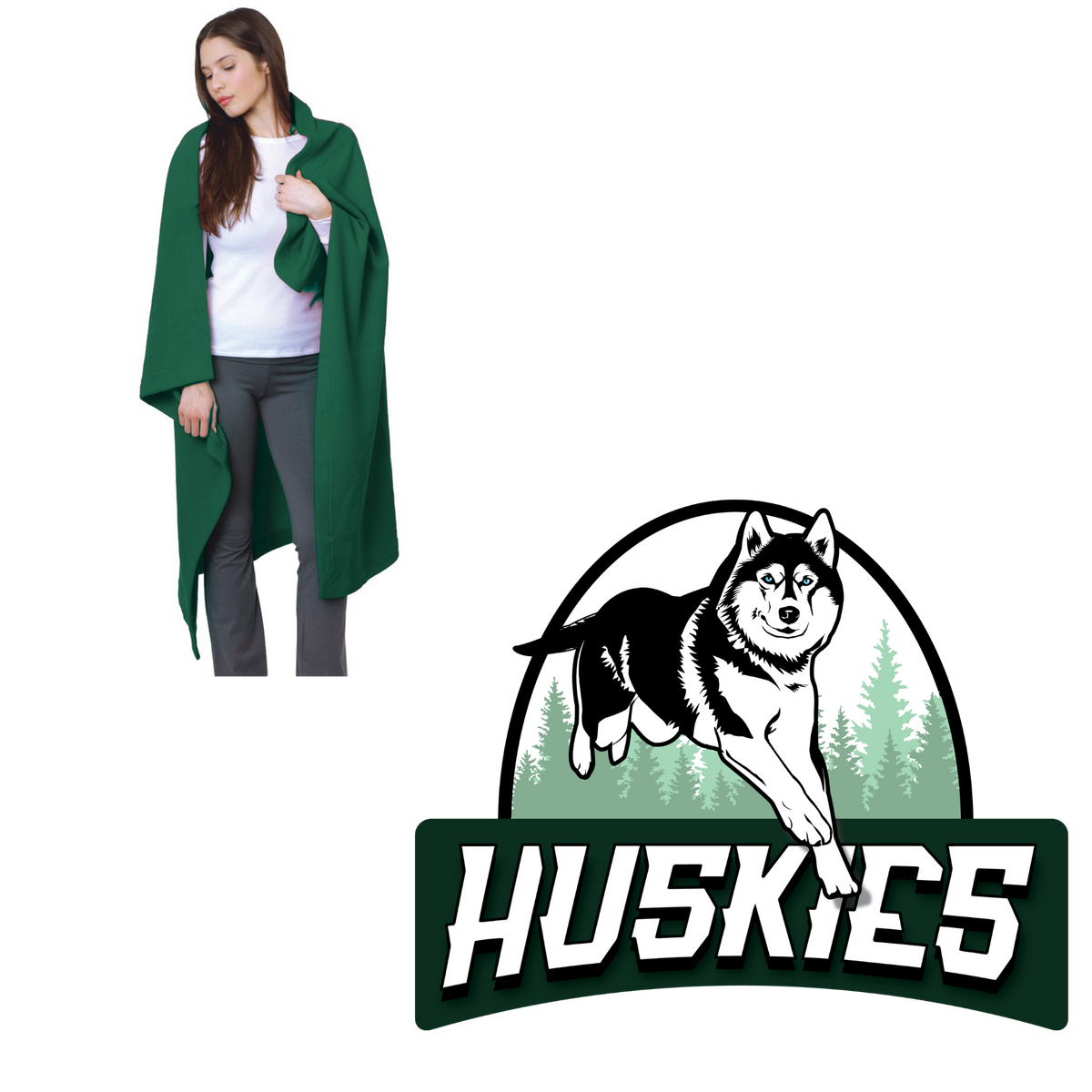 MCSD Large Logo 50"X60" USA-Made Stadium Fleece Blanket Bayside Hunter Green