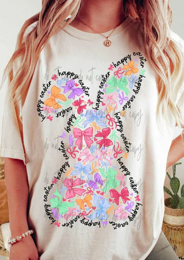 Happy Easter Bow Bunny Gildan Softstyle® T-Shirt Natural