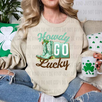 Howdy Go Lucky Gildan Unisex Heavy Blend™ Crewneck Sweatshirt Sand