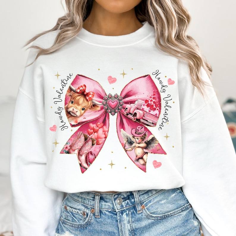 Howdy Valentine Gildan Heavy Blend™ 50/50 Fleece Crew White