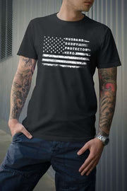 Husband Daddy Protector Hero Flag Gildan Softstyle® T-Shirt Sport Black