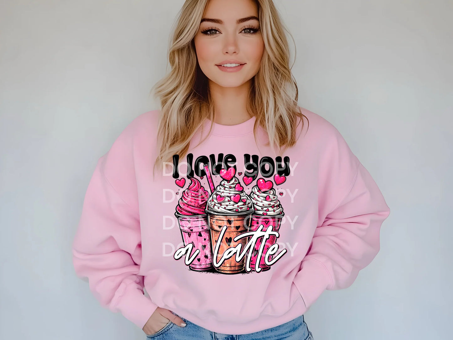 I Love You A Latte Gildan Unisex Heavy Blend™ Crewneck Sweatshirt Light Pink