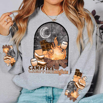 Campfire Nights Triple Print With Sleeves Gildan Heavy Blend™ 50/50 Fleece Crew Sport Grey