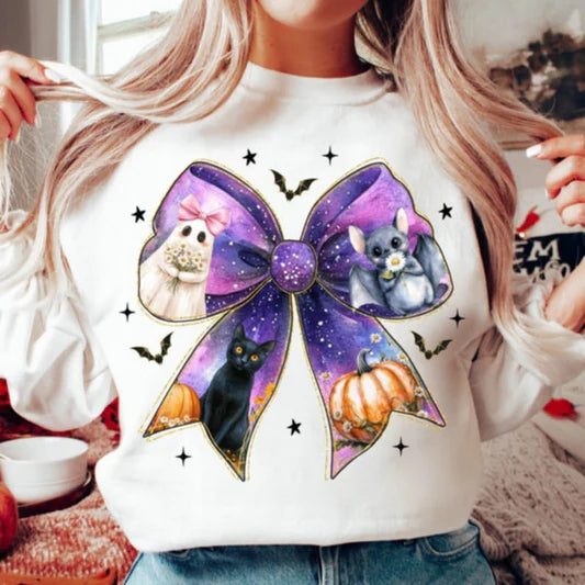 Ghost Bat Bow Gildan Heavy Blend™ 50/50 Fleece Crew White