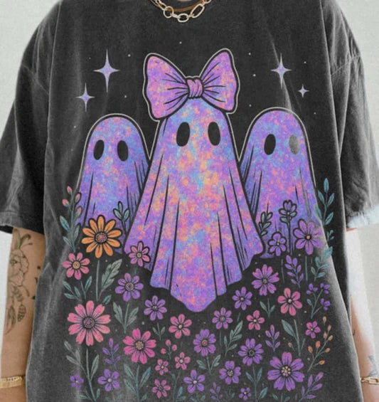 Floral Ghost Trio Comfort Colors Adult Heavyweight T-Shirt Pepper