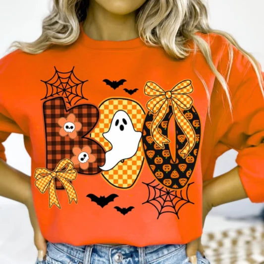 Plaid Boo Gildan Heavy Blend™ 50/50 Fleece Crew Orange