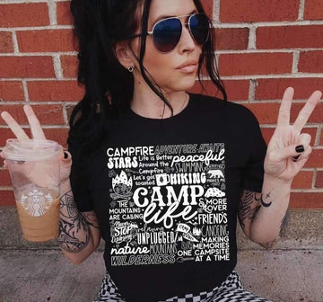 Camping Word Collage Gildan Softstyle® T-Shirt Black