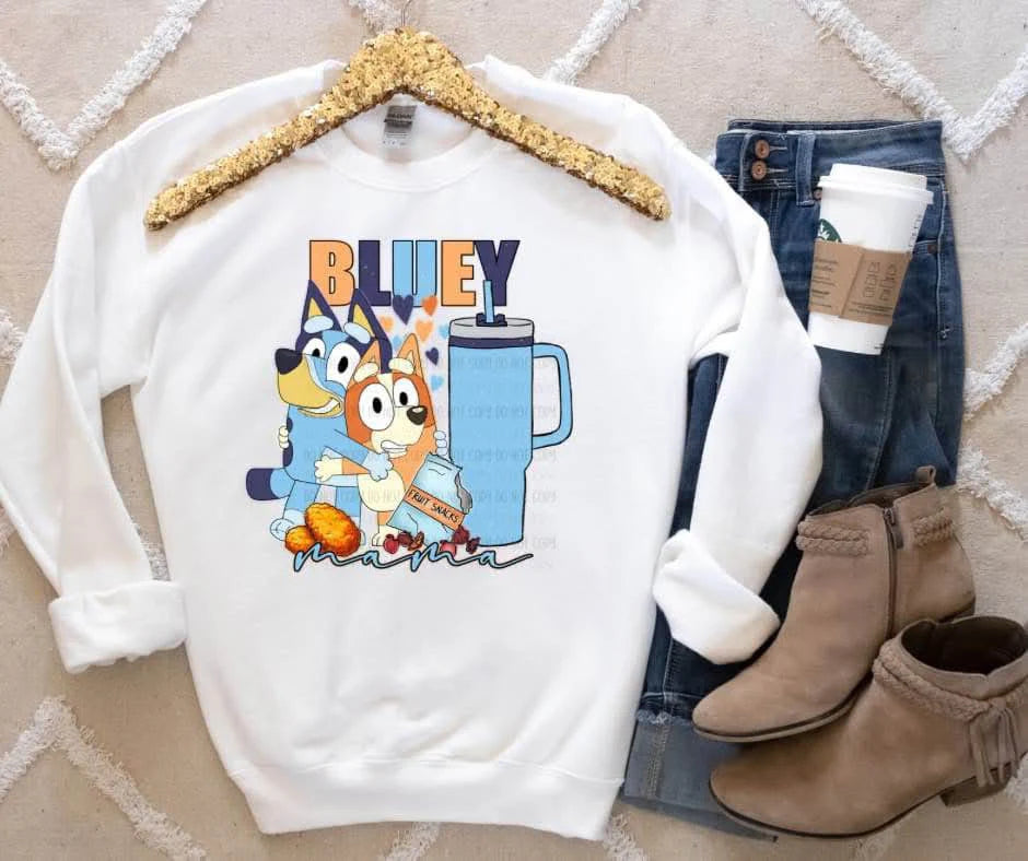 Mama Cute Dogs Gildan Heavy Blend™ 50/50 Fleece Crew Light Pink or White