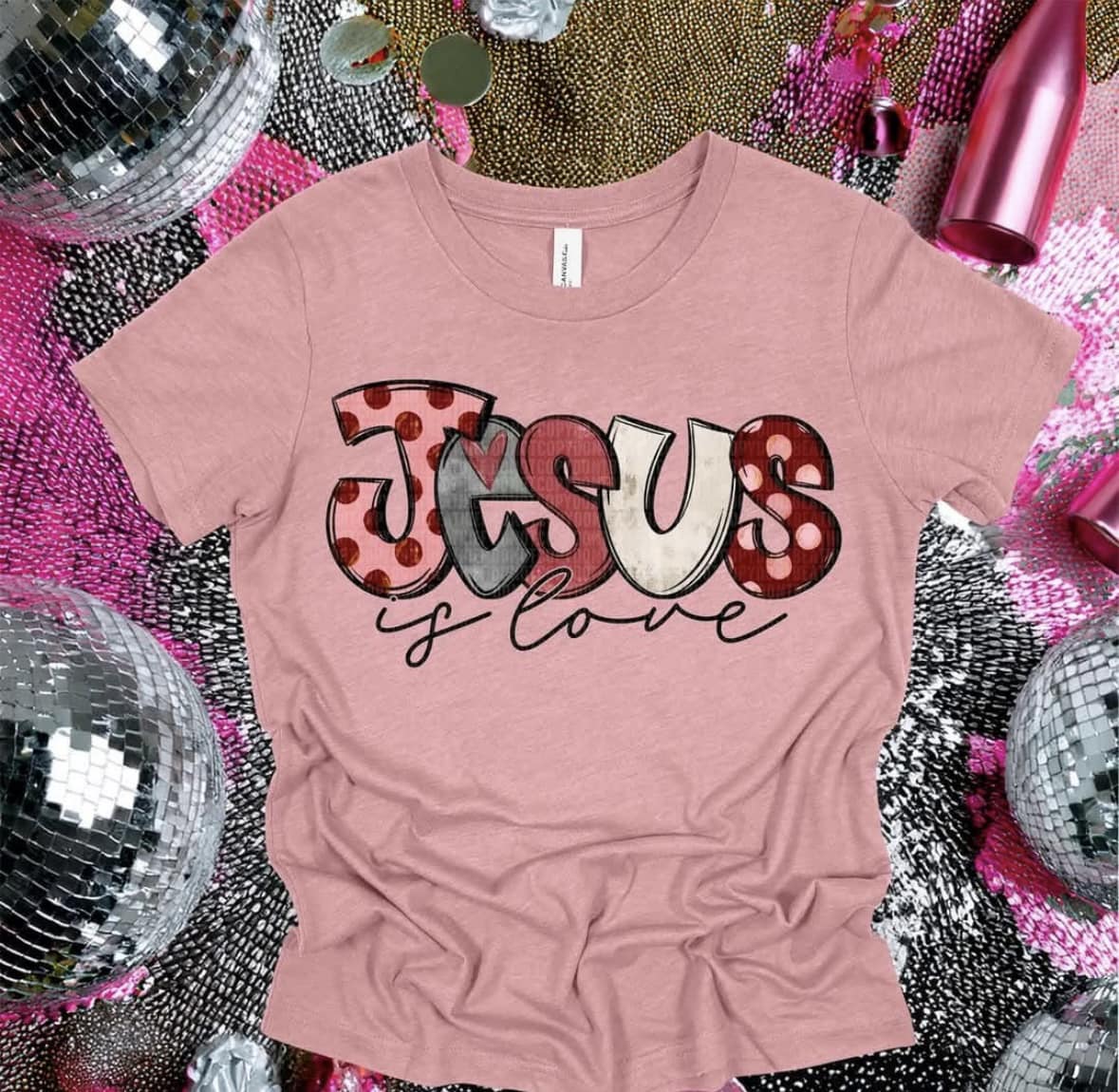 Jesus is Love Bella + Canvas Unisex Jersey T-Shirt Heather Mauve