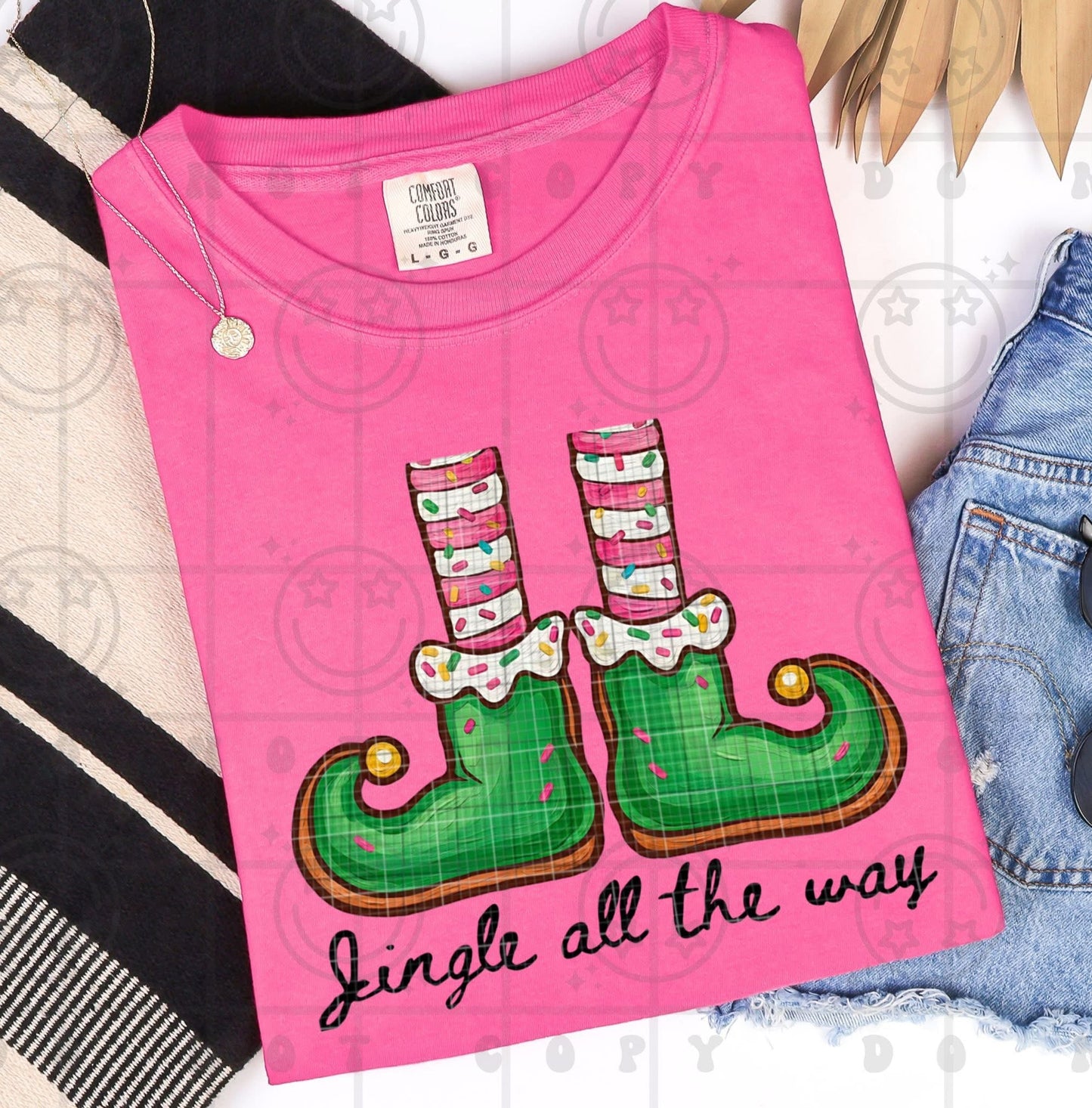 Jingle All The Way Comfort Colors Unisex Garment Dyed Heavyweight T-Shirt Neon Pink