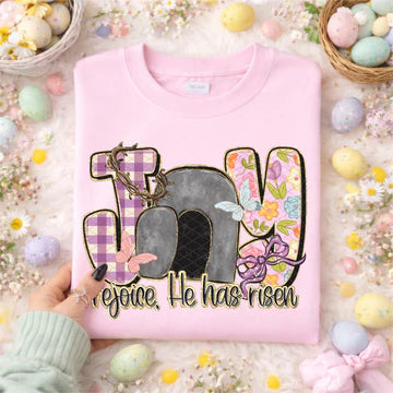 Joy Rejoice He Has Risen Gildan Unisex Heavy Blend™ Crewneck Sweatshirt Light Pink