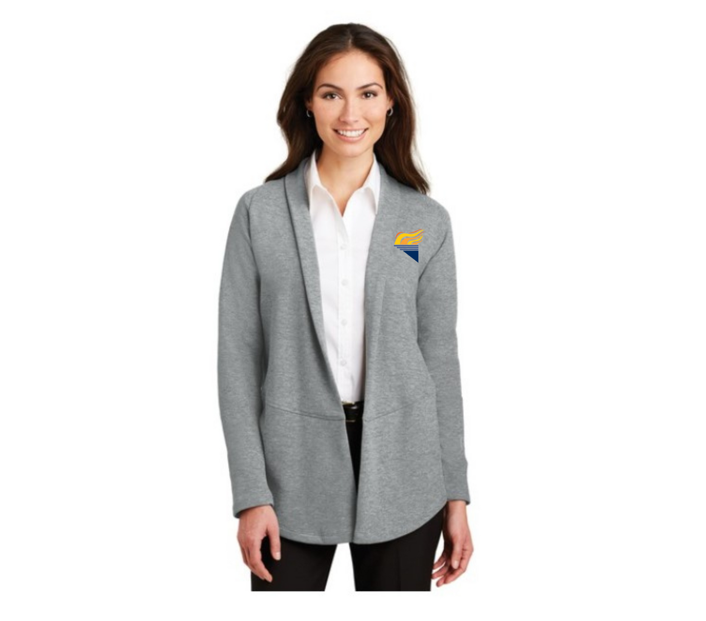 Port Authority® Women's Interlock Cardigan Grey Full Color Torch