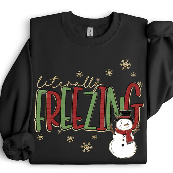 Literally Freezing Snowman Gildan Unisex Heavy Blend™ Crewneck Sweatshirt Black