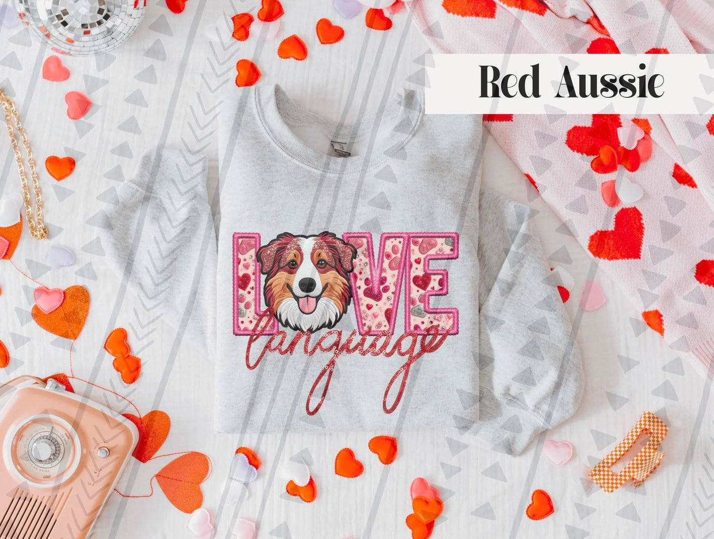 Love Language Red Aussie Gildan Unisex Heavy Blend™ Crewneck Sweatshirt Ash