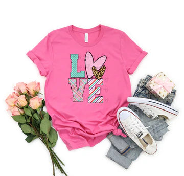 Love Polka Dot Stripe Bella + Canvas Unisex Jersey T-Shirt Charity Pink