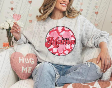 Loved Mama Leopard Circle Gildan Unisex Heavy Blend™ Crewneck Sweatshirt Sport Grey